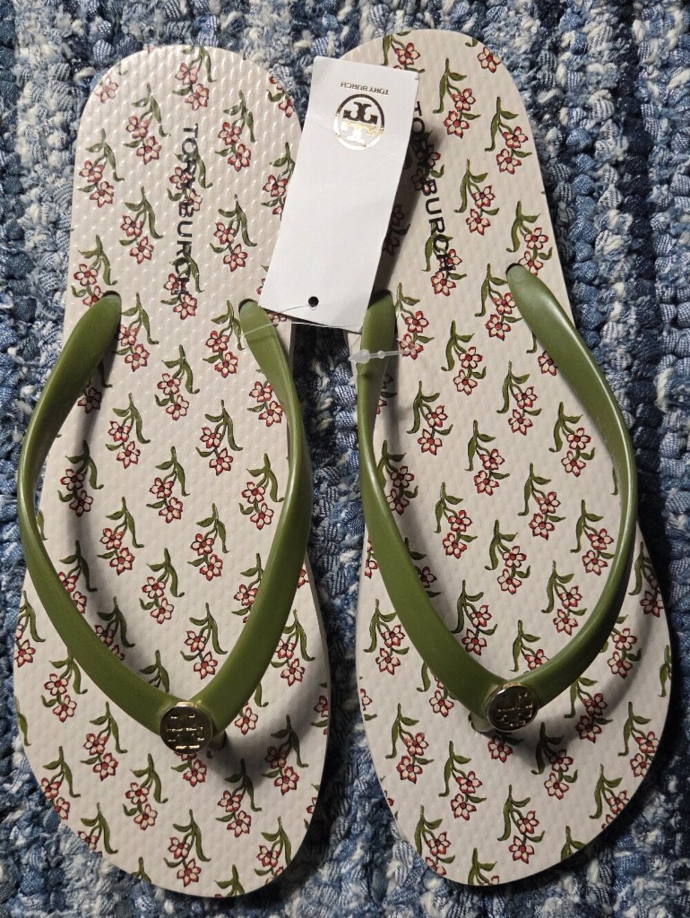 Tory Burch New Ditsy Floral Print Thin Flip Flops Size 7 with Tags